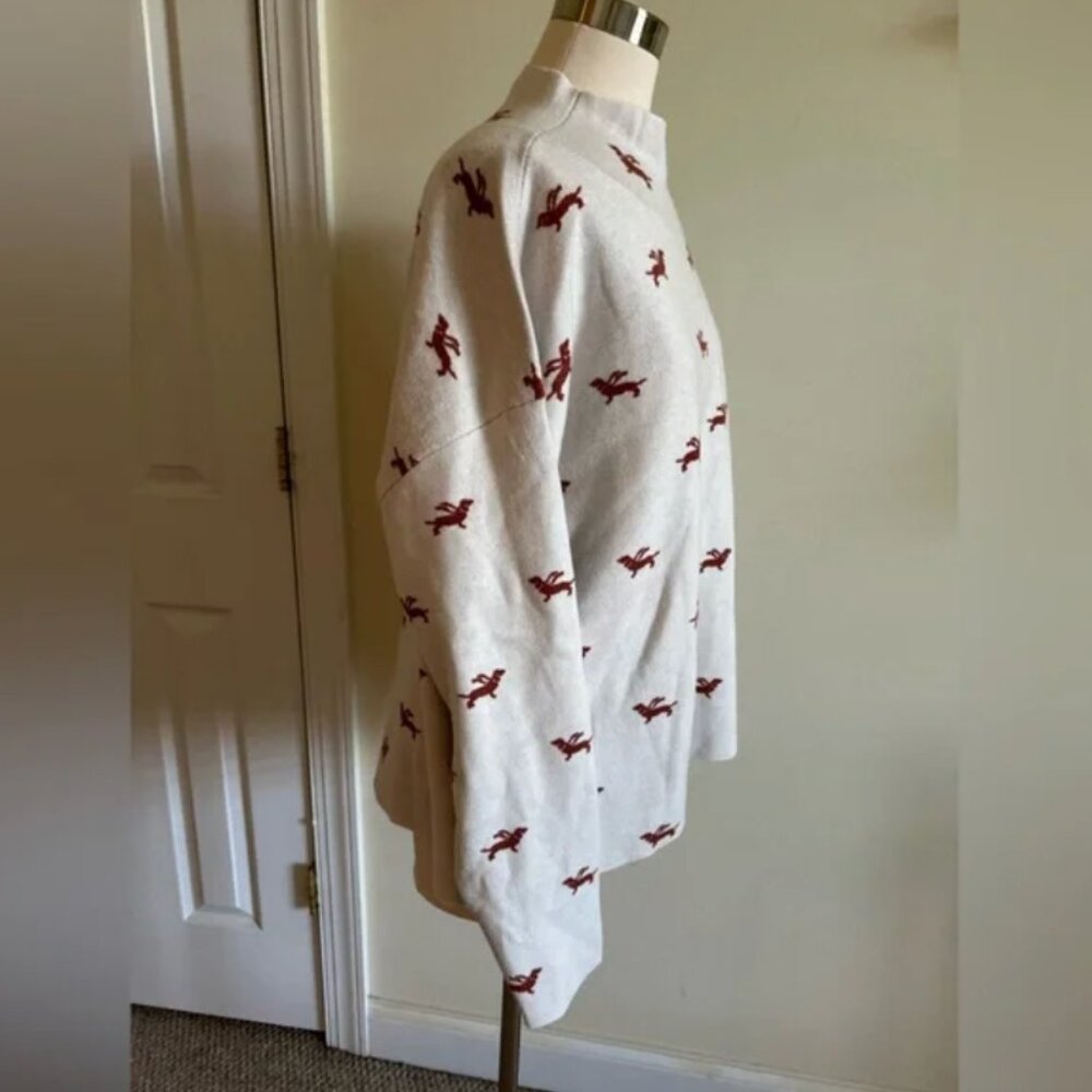 Anthropologie Maeve The Carys Mock-Neck Sweater dachshund dog graphics size XL - Picture 4 of 10